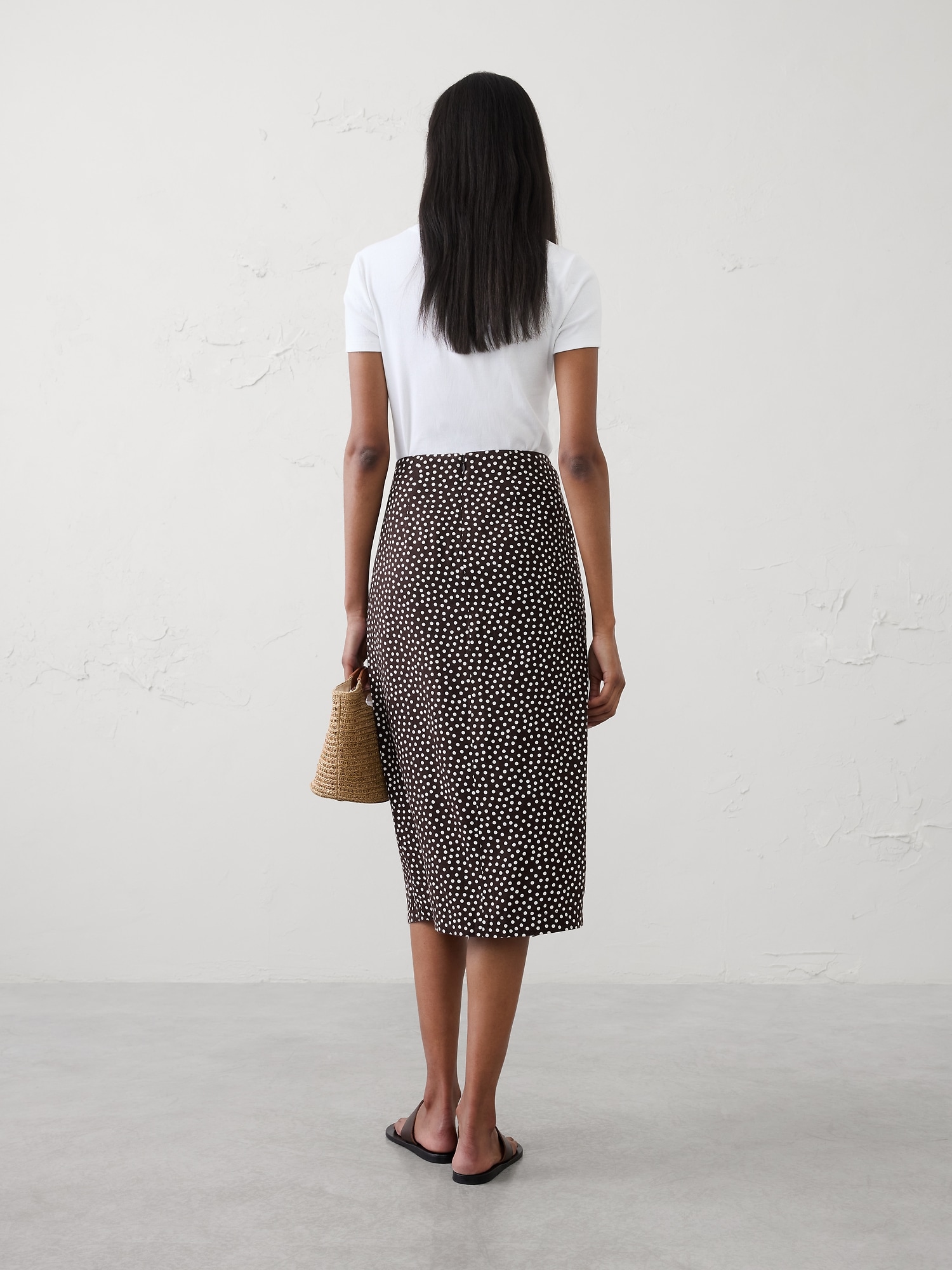 Image number 2 showing, Linen-Blend Faux-Wrap Midi Skirt