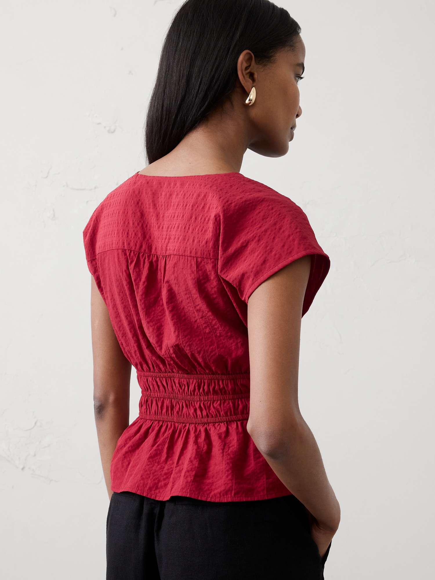 Image number 2 showing, Seersucker Elastic Surplice Top