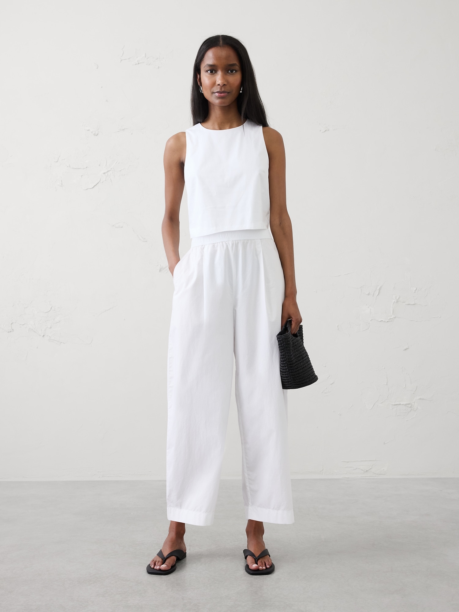 Image number 1 showing, Barrel-Leg High-Rise Pull-On Cropped Pant