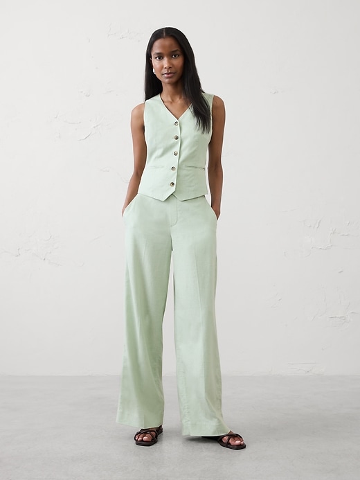 パンツ 00s BANANA REPUBLIC LINE wide pants Wide-Leg High-Rise Linen-Blend Pant | Banana Republic Factory