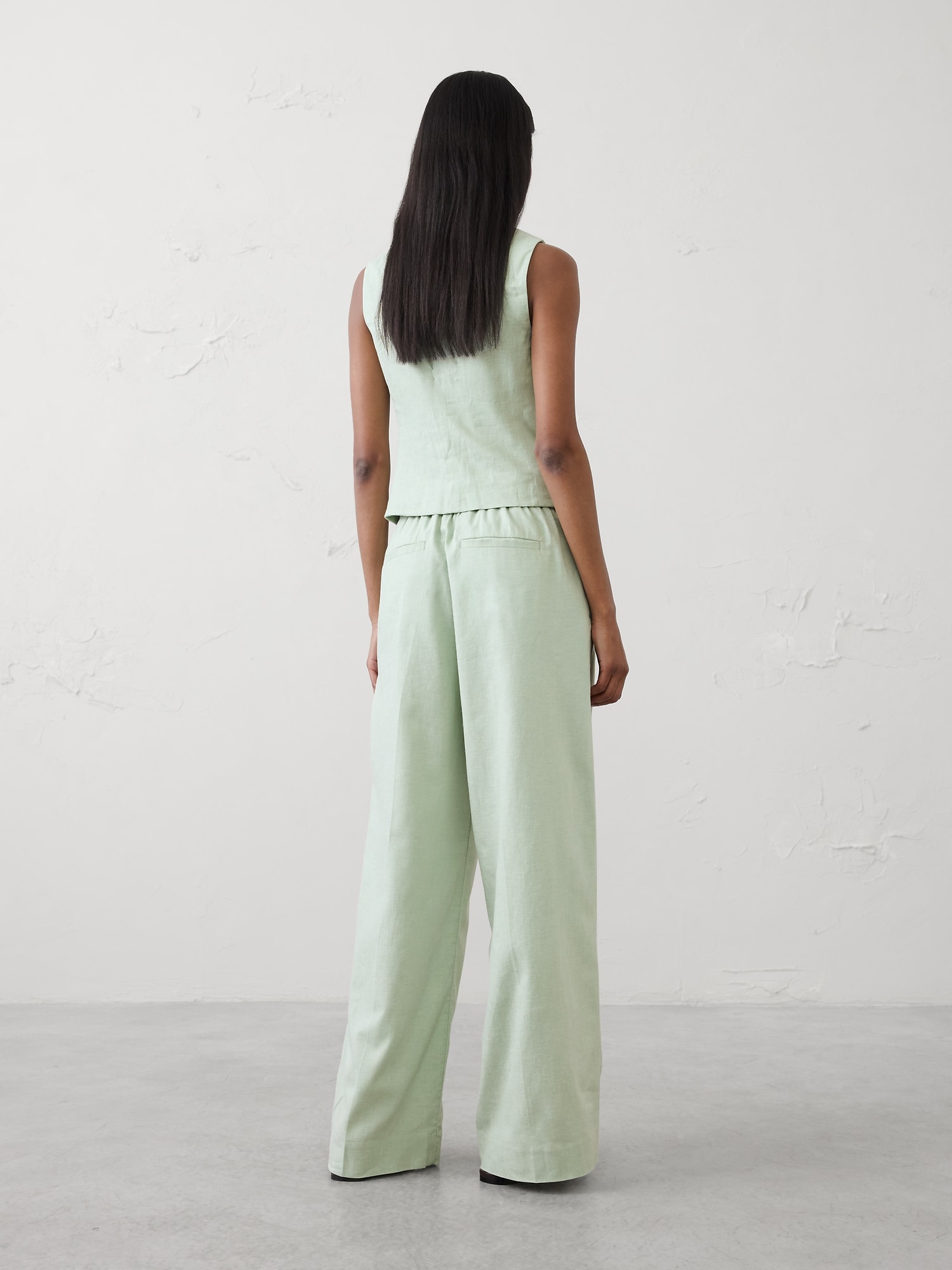 Image number 2 showing, Wide-Leg High-Rise Linen-Blend Pant
