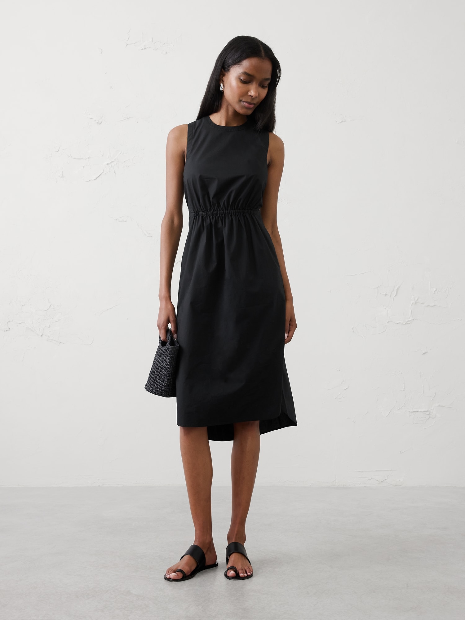 Image number 1 showing, Rounded Hem Poplin Midi Dress