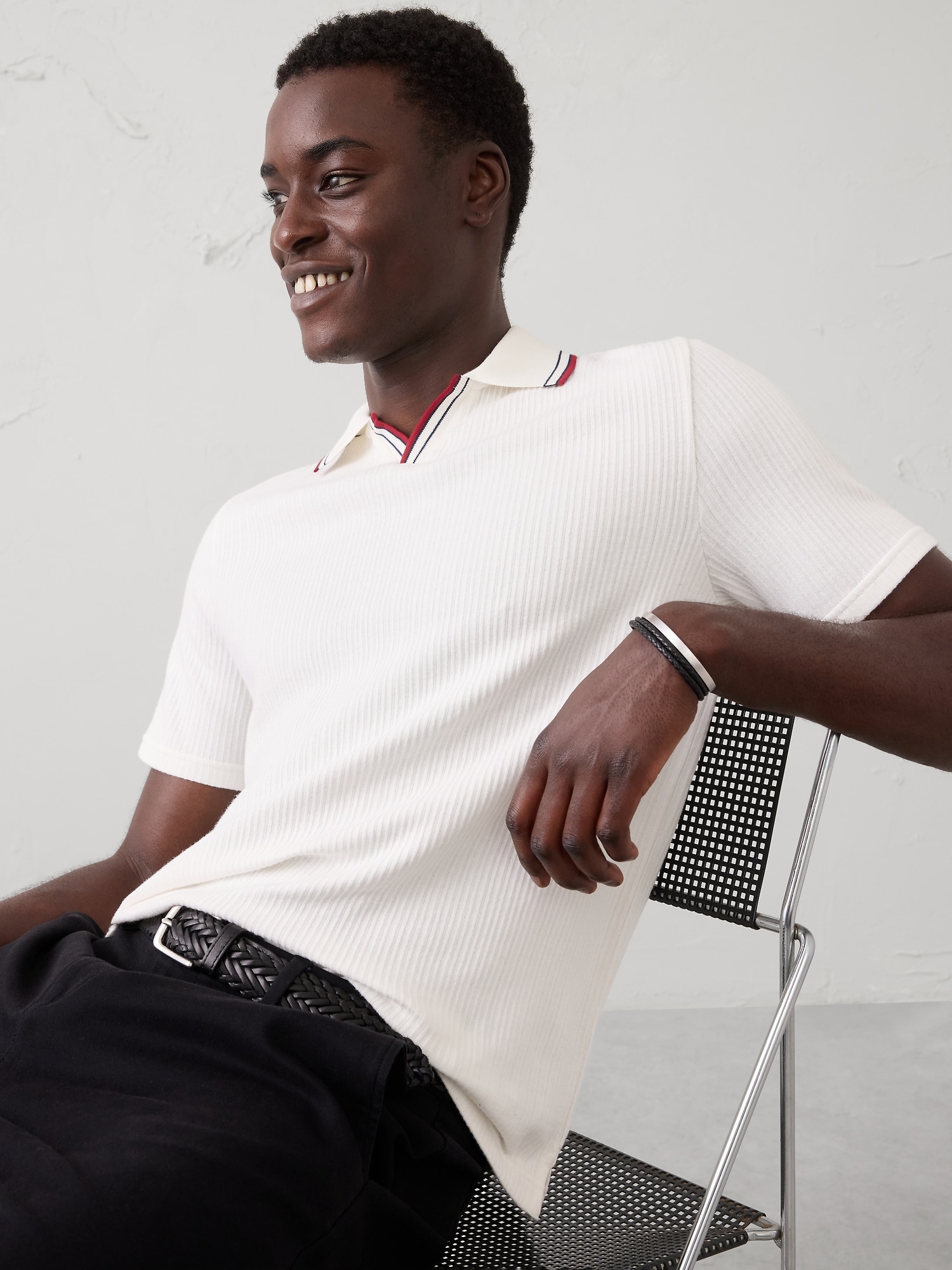 Image number 1 showing, Crinkle Ribbed Tipped Collar Shirt