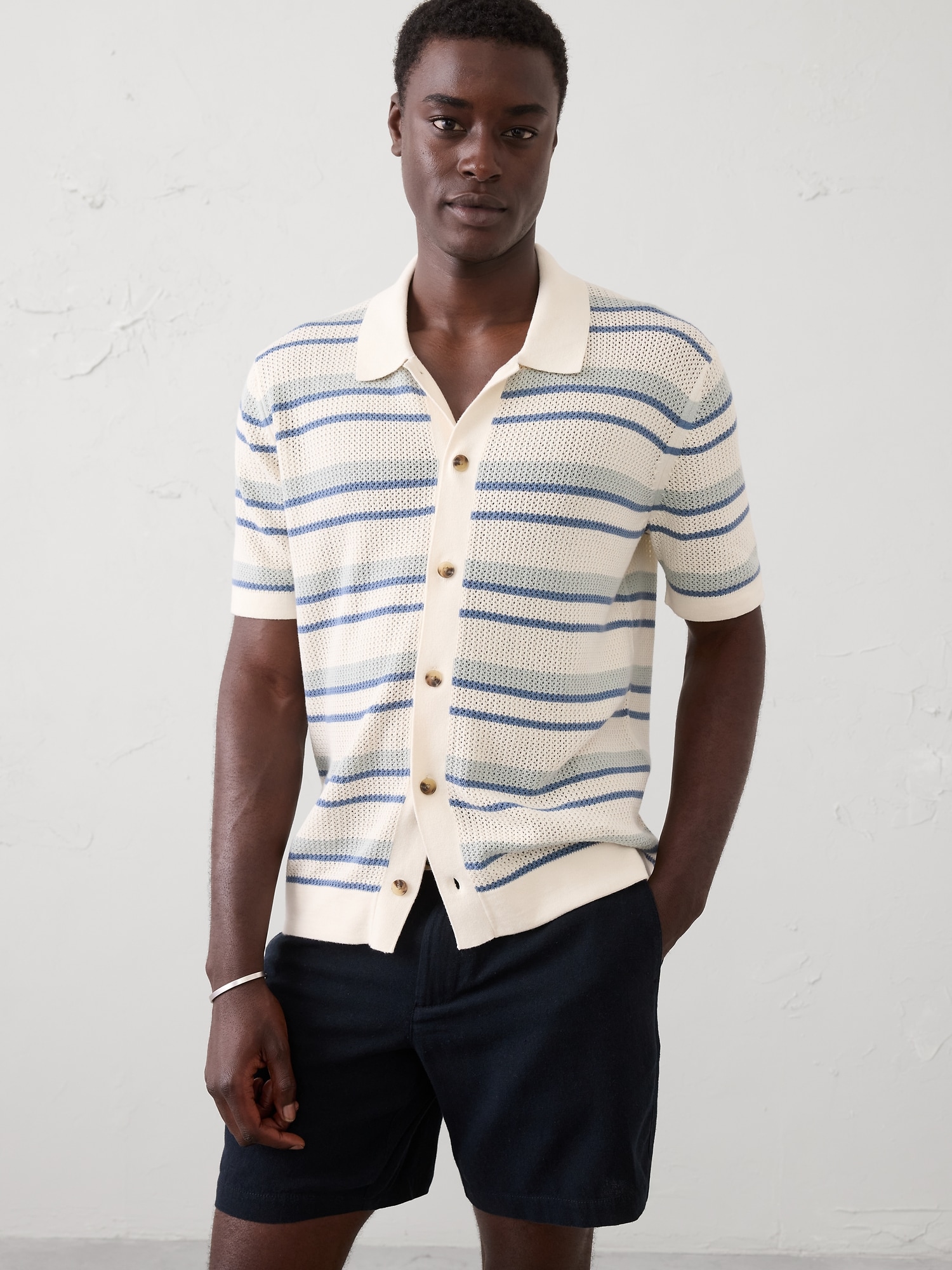 Image number 1 showing, Mesh Sweater Polo