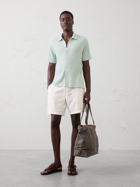 Standard-Fit Pointelle Button-Down Polo