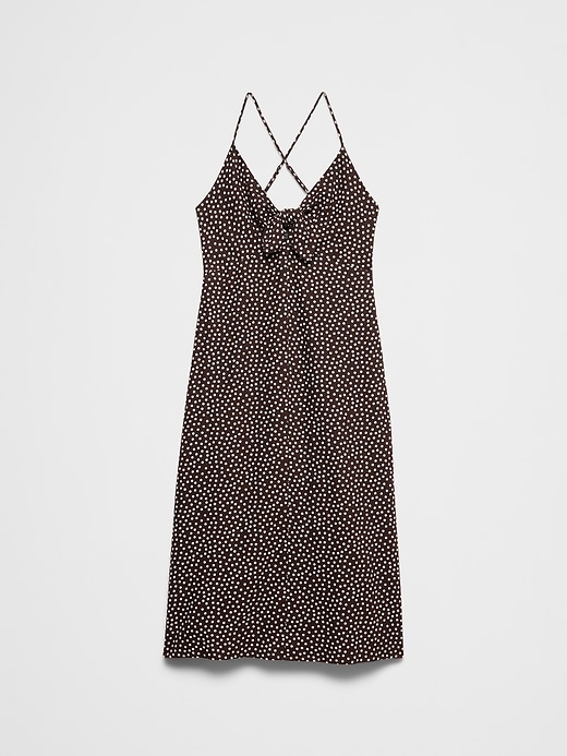 Women's Linen-Blend Tie-Front Midi Dress Neutral Dot Petite Size 00