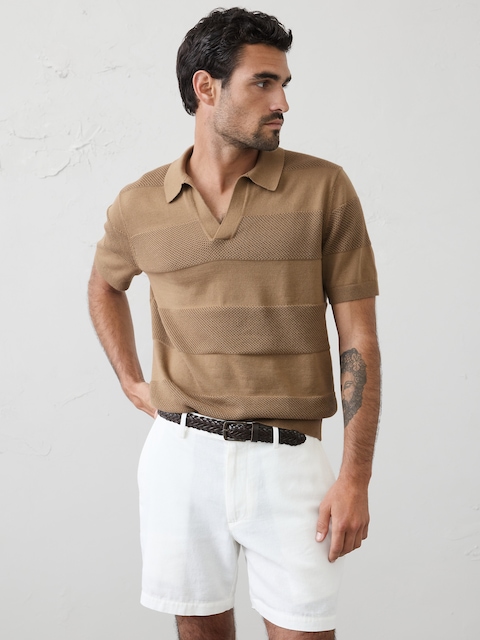Mesh Striped Sweater Polo