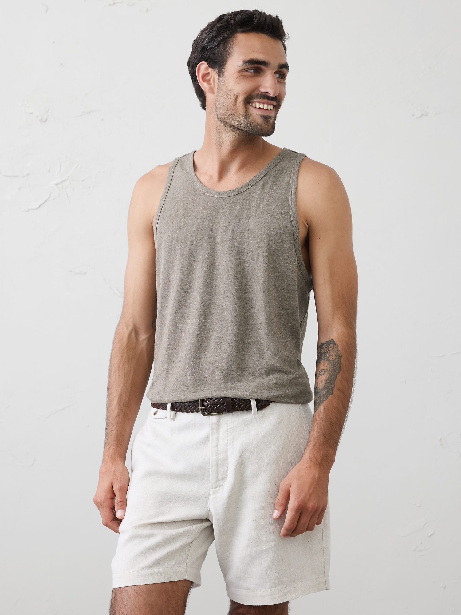 Image number 1 showing, Linen-Blend Tank