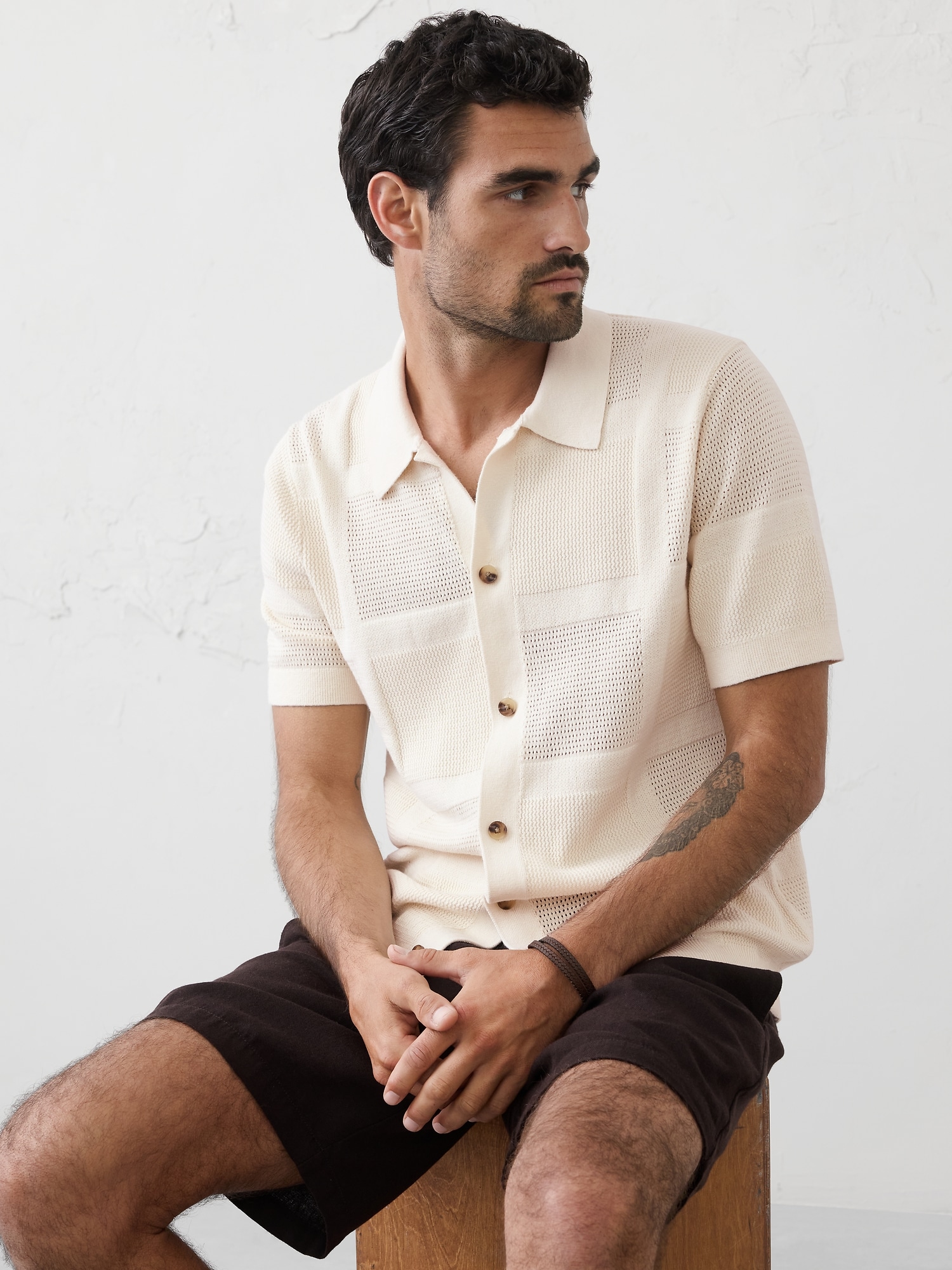 Image number 3 showing, Mesh Patchwork Sweater Polo