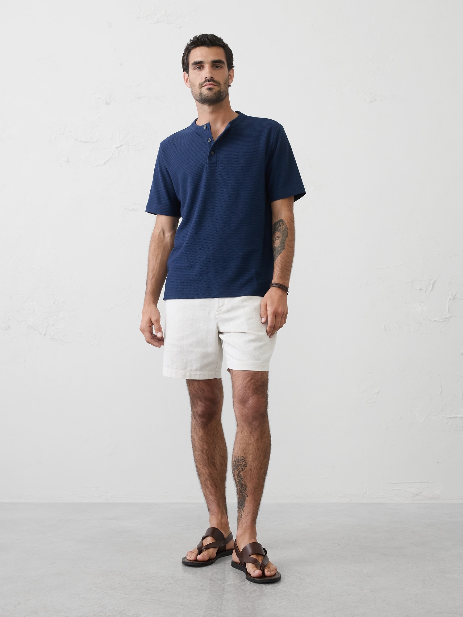 Image number 1 showing, Standard-Fit Crows Foot Textured Henley