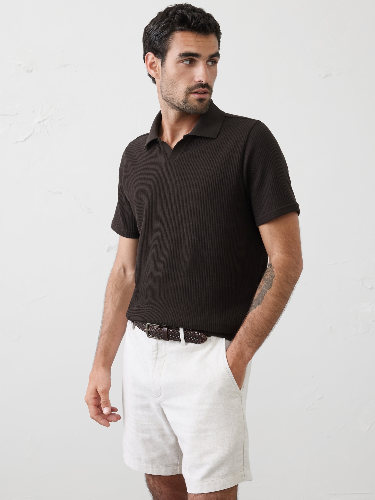 Image number 1 showing, Crinkle Ribbed Tipped Collar Shirt