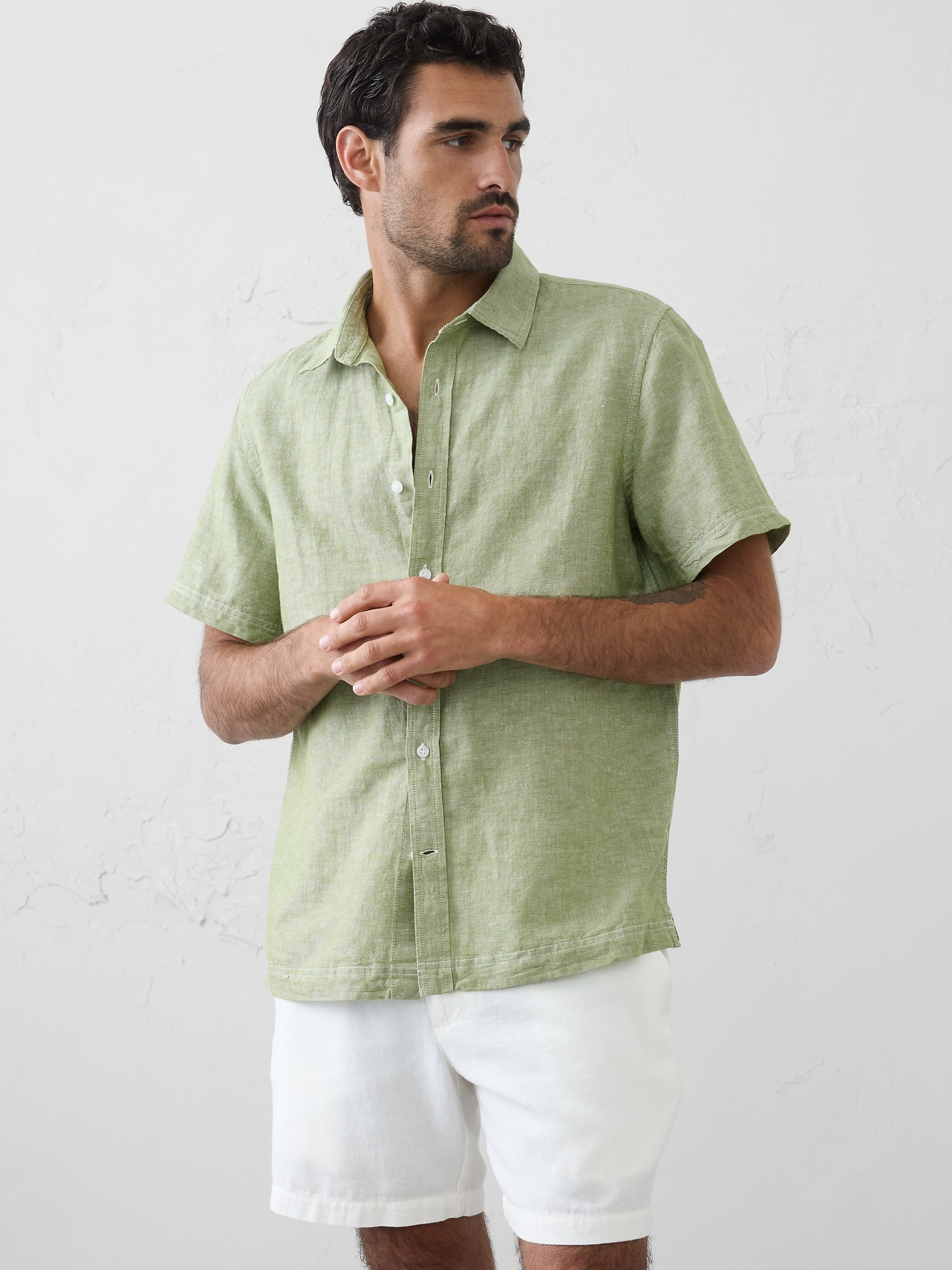 Image number 1 showing, Standard-Fit Linen-Blend Shirt