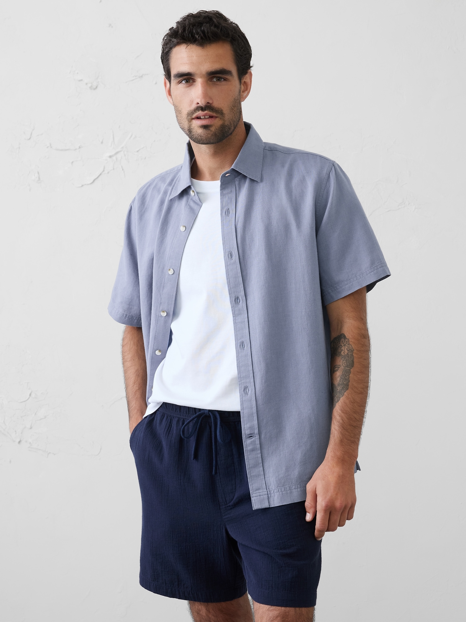 Image number 1 showing, Standard-Fit Linen-Blend Shirt