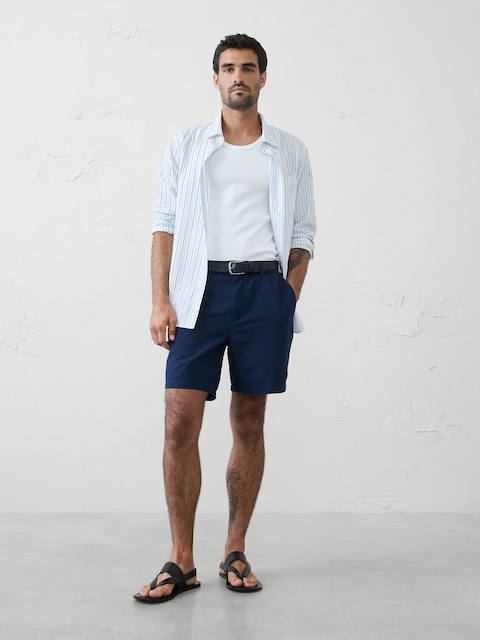 7" Seersucker Elastic-Waist Short