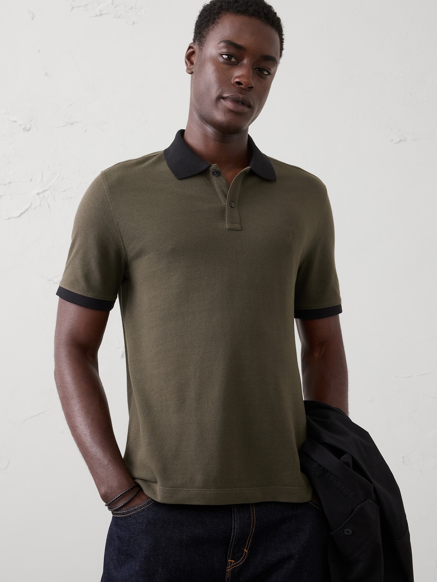Image number 1 showing, Slim-Fit Monogram Pique Polo