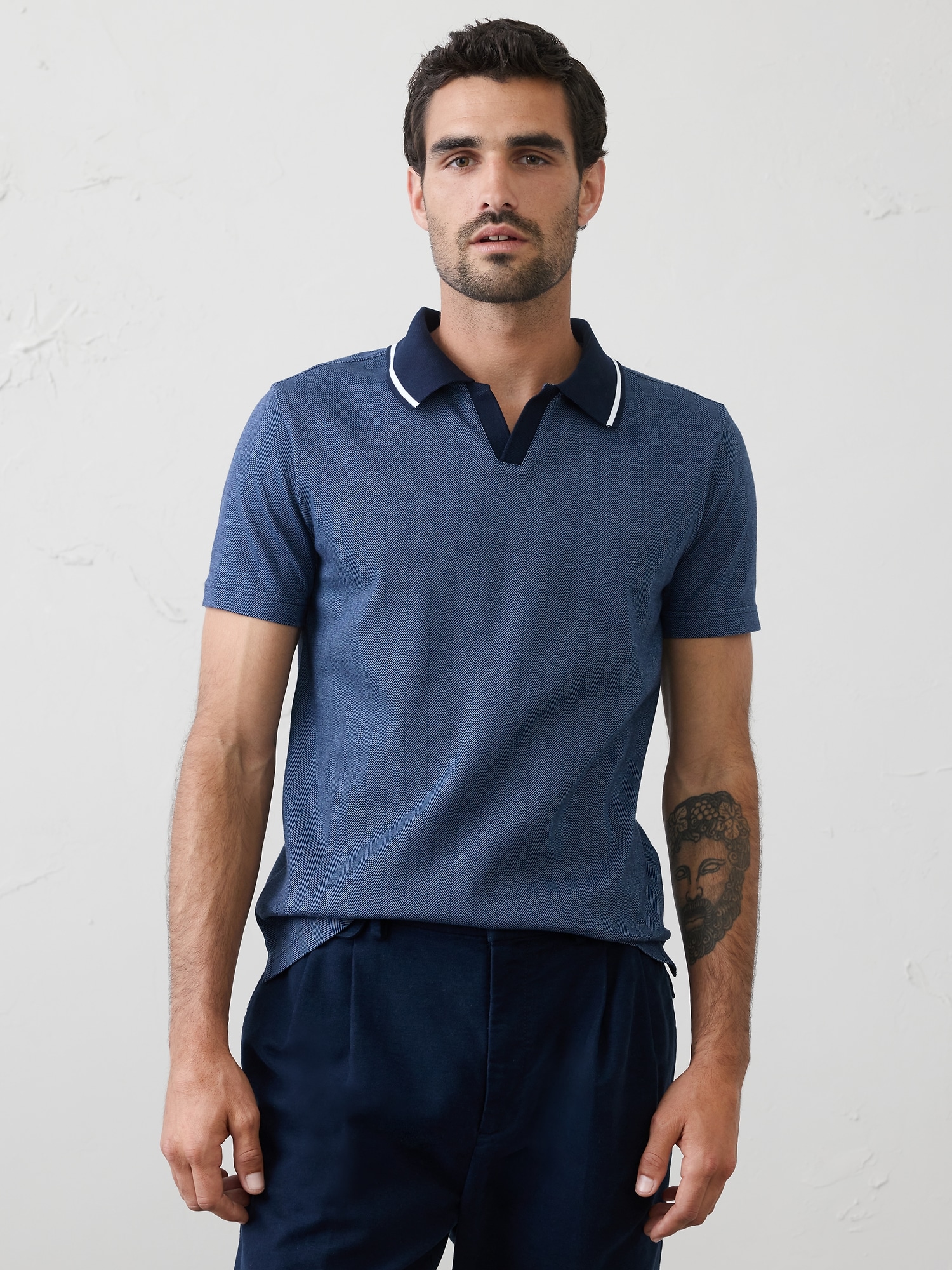 Image number 1 showing, Slim-Fit Luxe Touch Johnny-Collar Polo