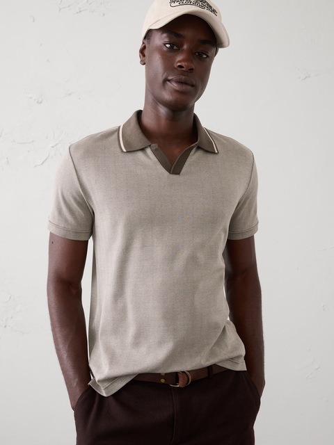 Slim-Fit Luxe Touch Johnny-Collar Polo