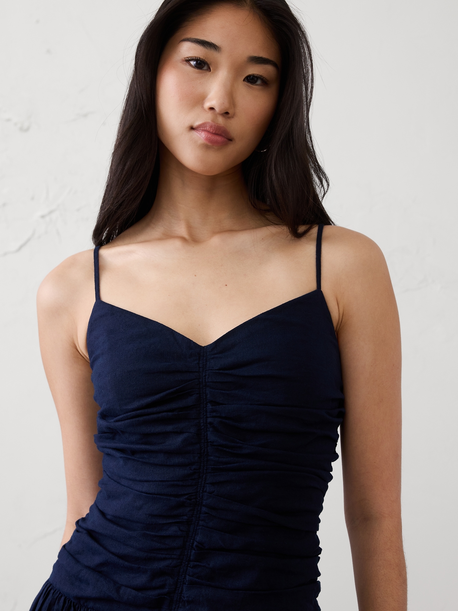 Image number 6 showing, Linen-Blend Strappy Ruched-Bodice Maxi Dress