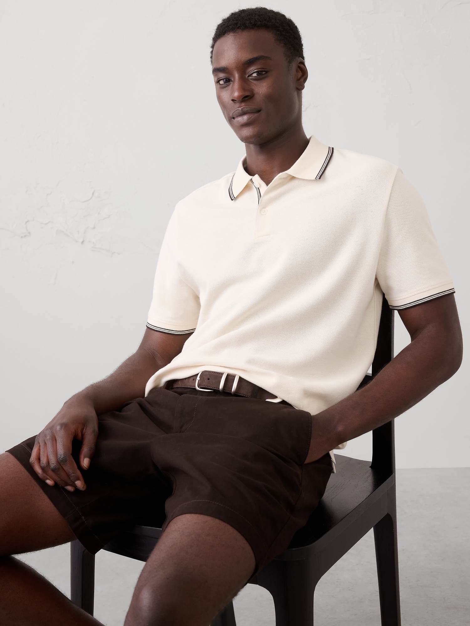 Image number 1 showing, Standard-Fit Textured Tipped Polo