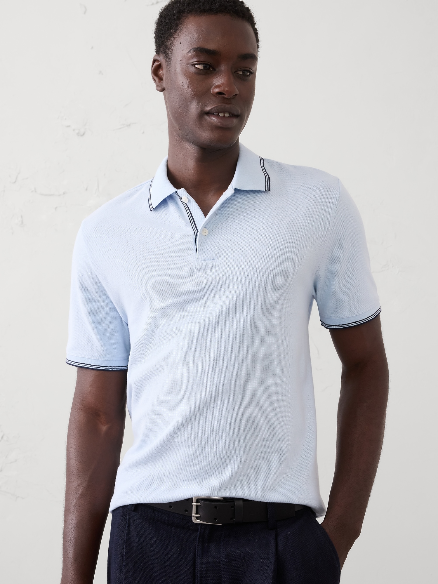 Image number 1 showing, Standard-Fit Textured Tipped Polo
