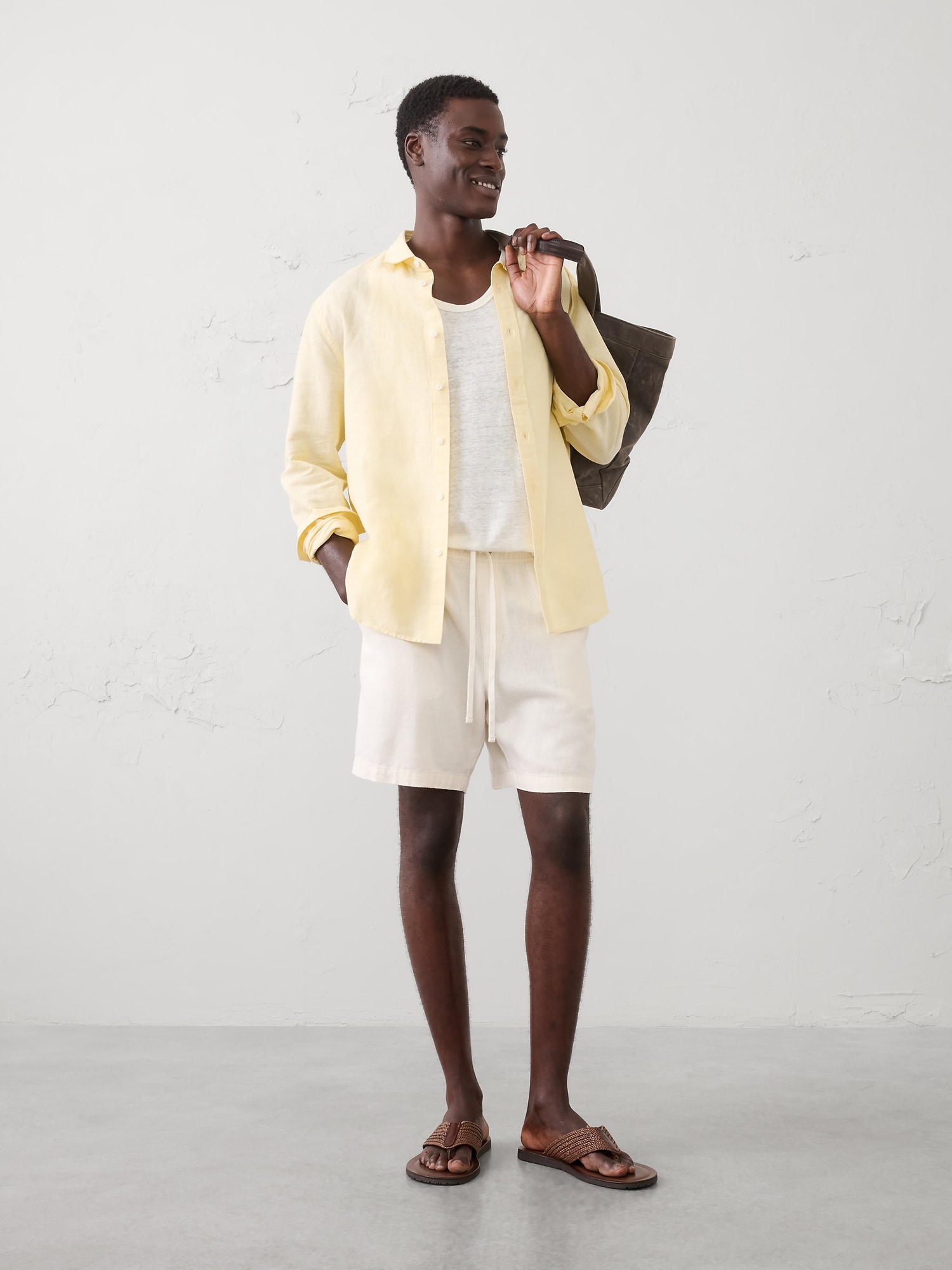 Image number 1 showing, Slim-Fit Linen-Blend Shirt