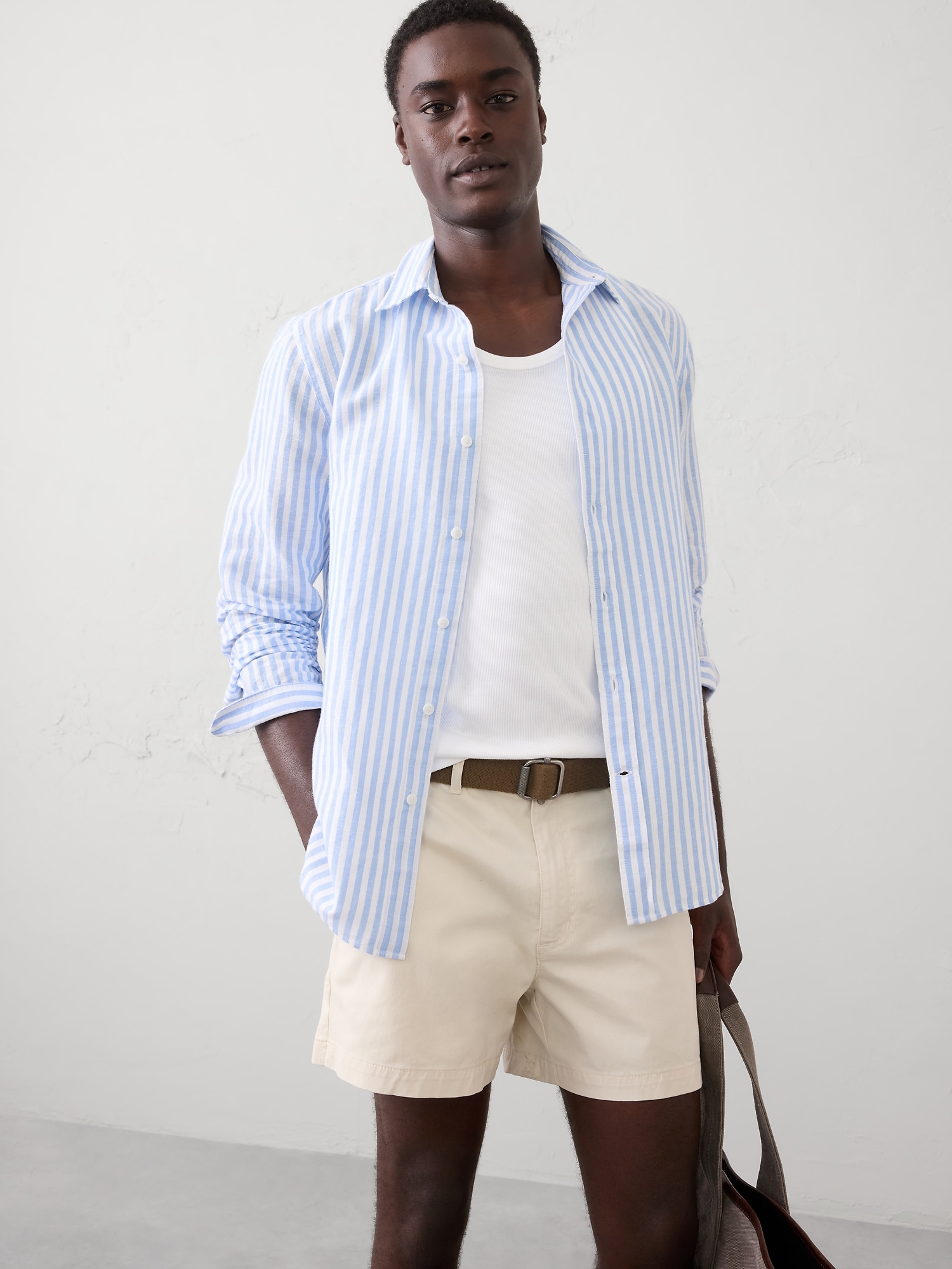 Image number 1 showing, Slim-Fit Linen-Blend Shirt