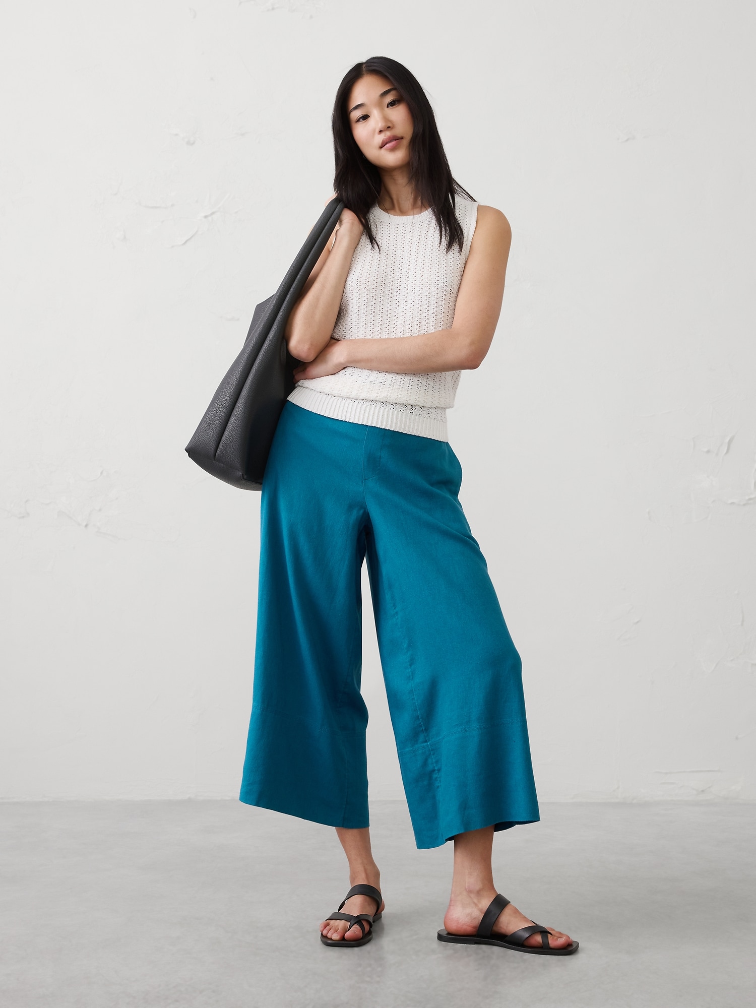 Image number 1 showing, Anyday Wide-Leg High-Rise Linen-Blend Cropped Pant