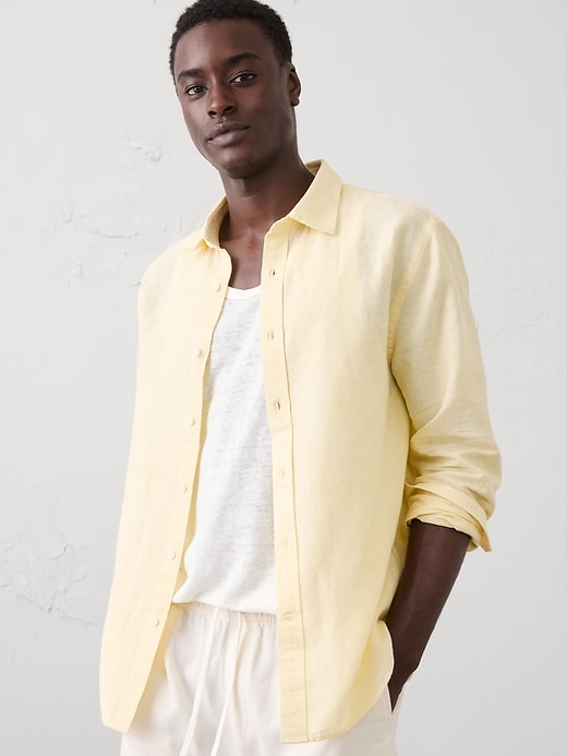 Slim-Fit Linen-Blend Shirt | Banana Republic Factory