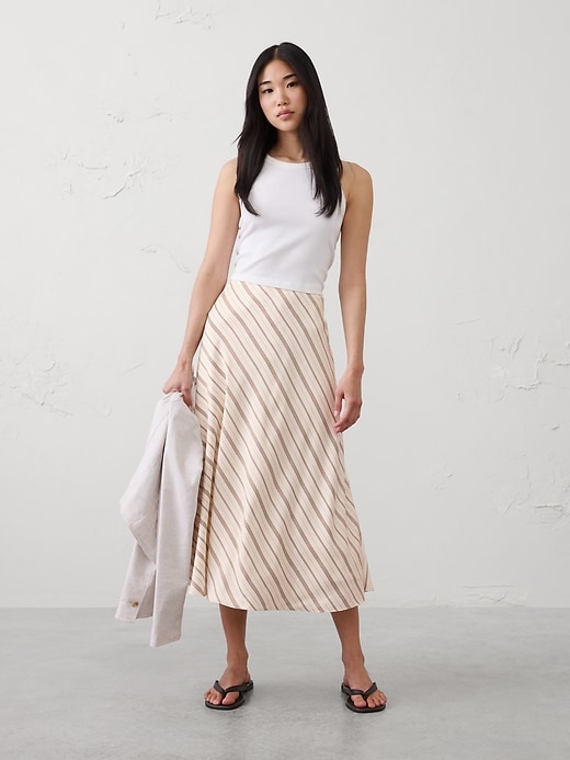 Silky Twill Bias Midi Skirt | Banana Republic Factory