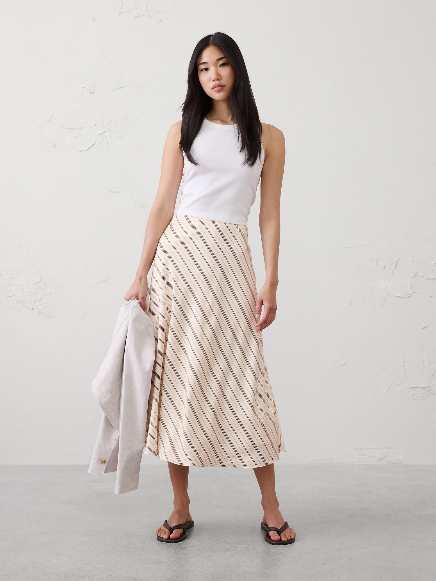 Image number 1 showing, Silky Twill Bias Midi Skirt