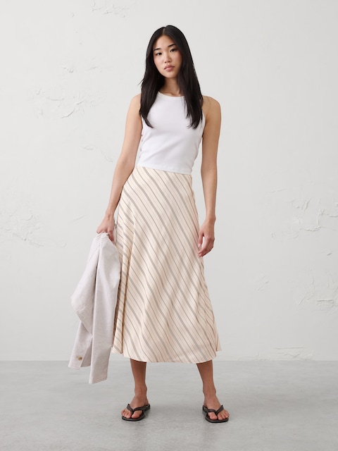Silky Twill Bias Midi Skirt