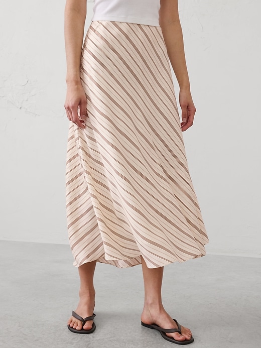 Silky Twill Bias Midi Skirt | Banana Republic Factory