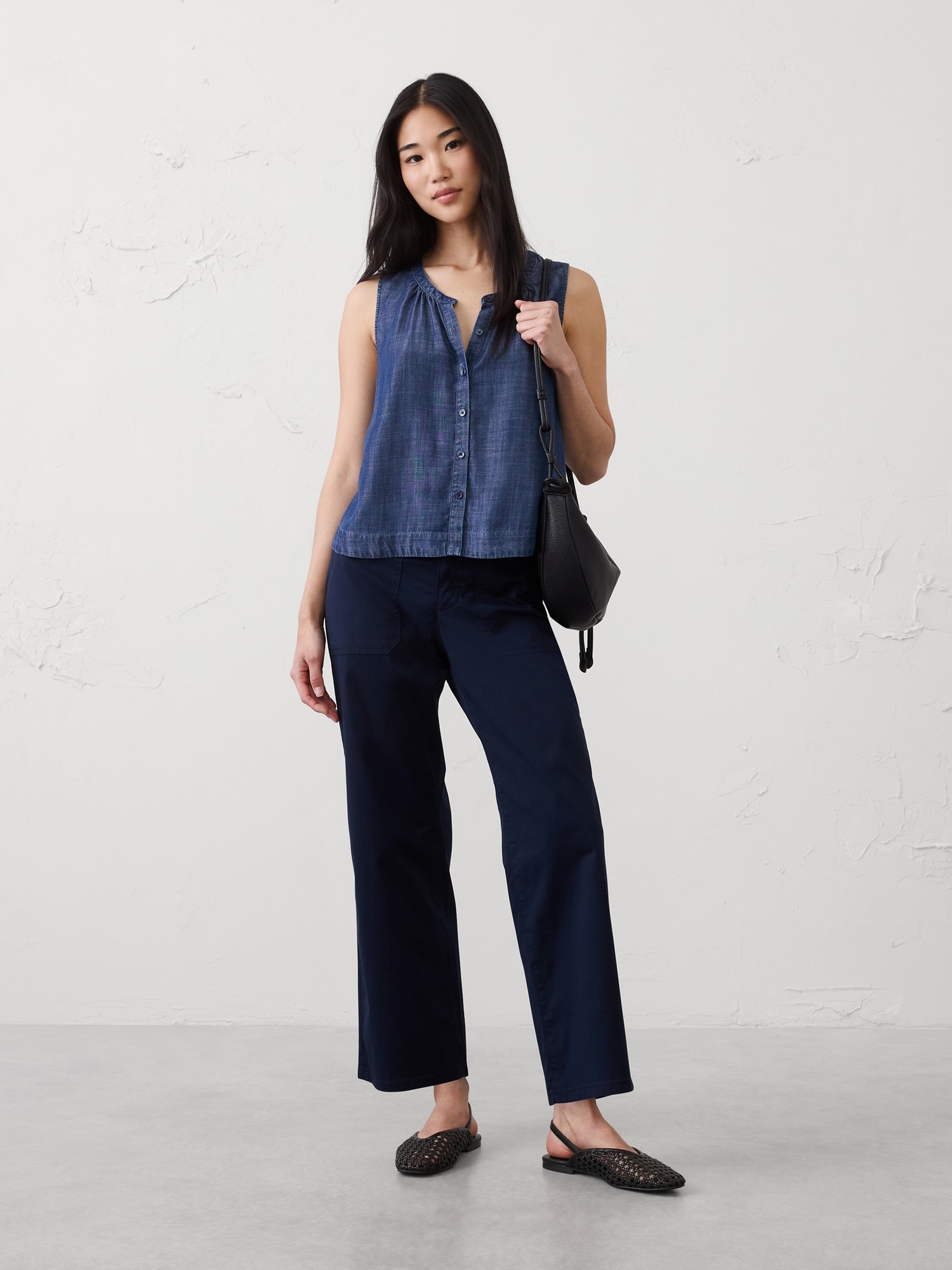 Image number 1 showing, Straight High-Rise Twill Utility Pant