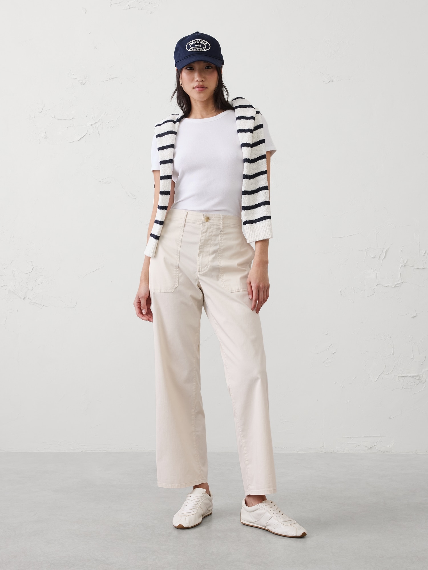 Image number 1 showing, Straight High-Rise Twill Utility Pant