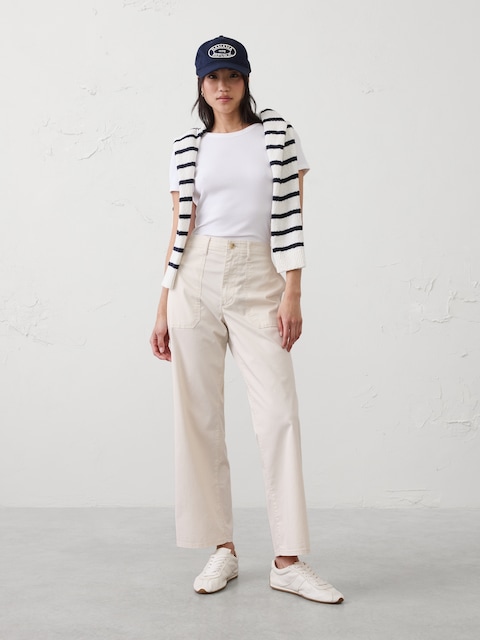 Straight High-Rise Twill Utility Pant
