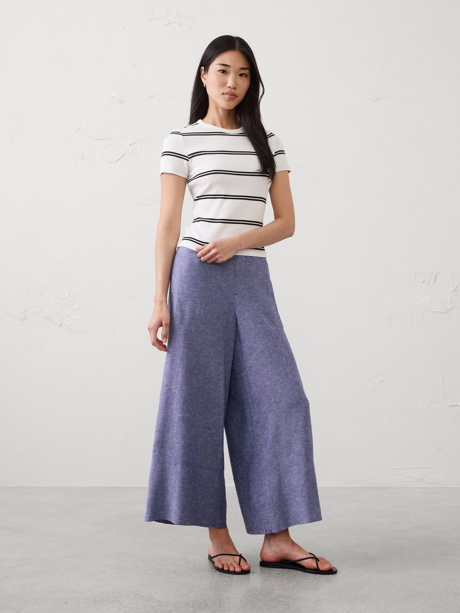 Image number 1 showing, Anyday Wide-Leg High-Rise Linen-Blend Cropped Pant