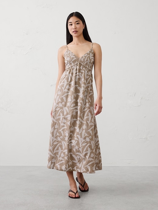 Pleated Voile Long Midi Dress