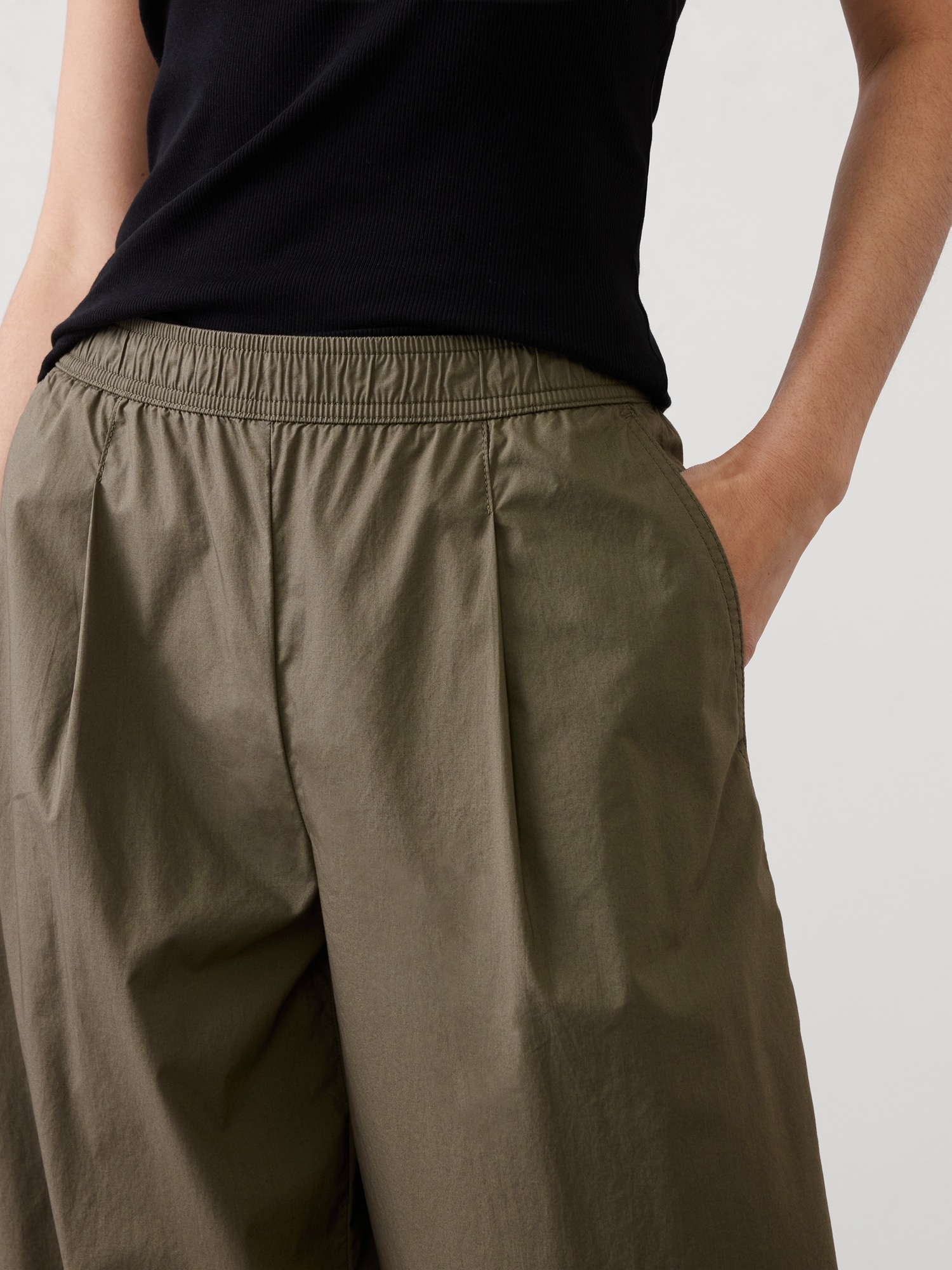 Image number 3 showing, Barrel-Leg High-Rise Pull-On Cropped Pant