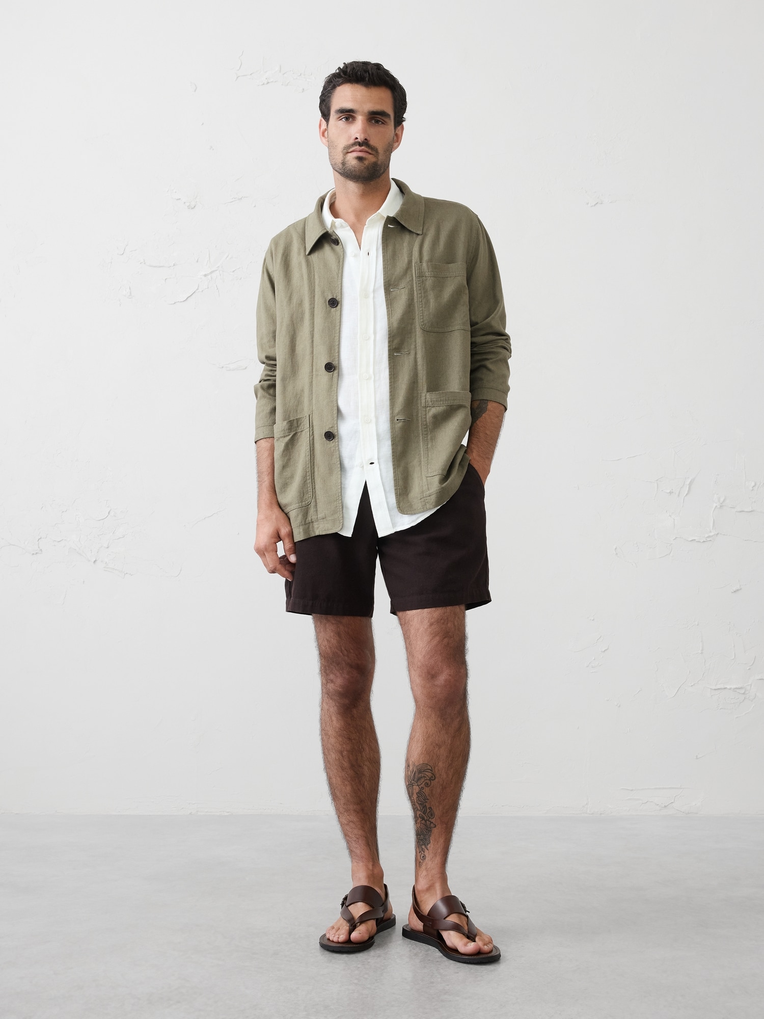 Image number 1 showing, Linen-Blend Chore Jacket