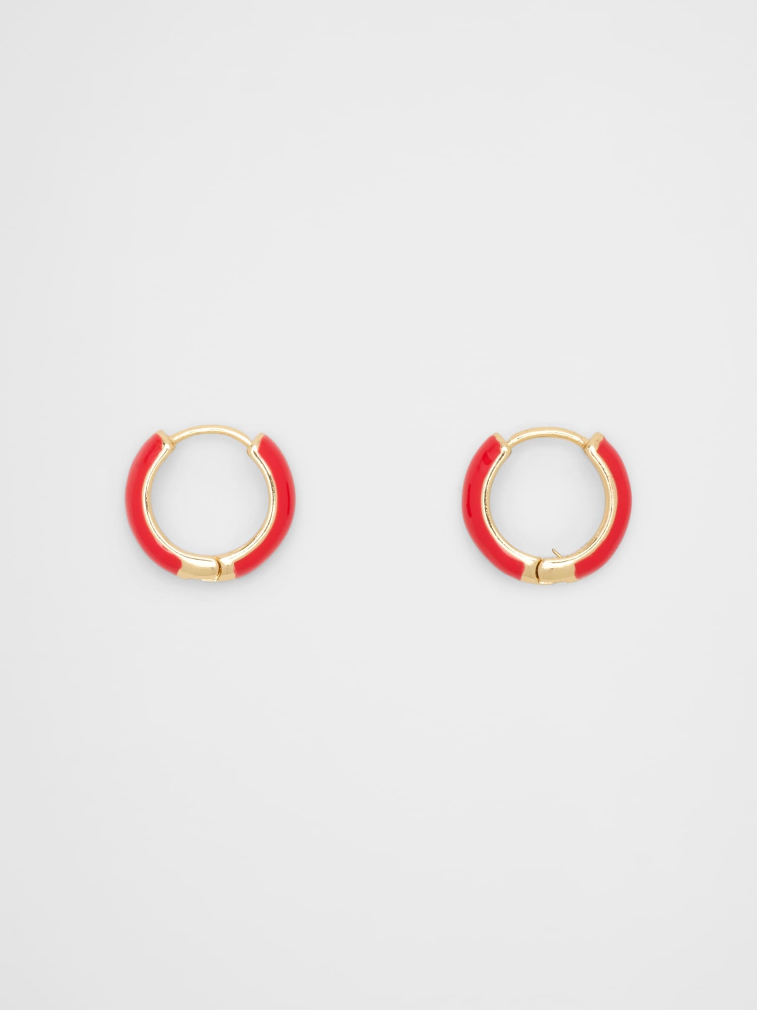 Image number 1 showing, Enamel Huggie Earrings