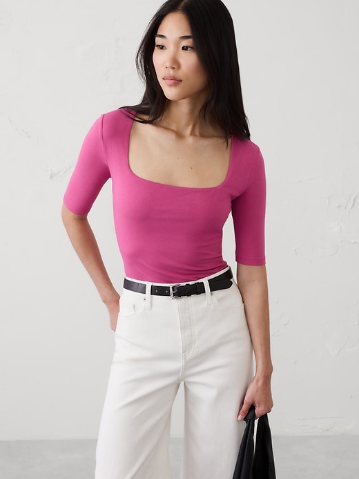 Soft Stretch Square-Neck Top | Banana Republic Factory