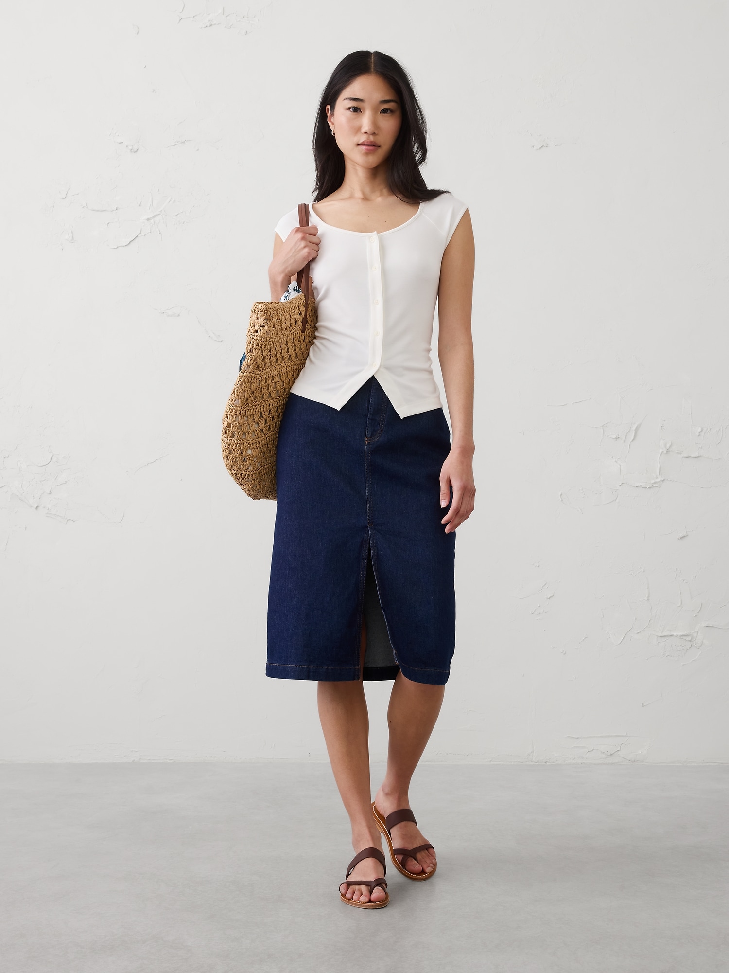 Image number 1 showing, Soft Interlock Buttoned Top