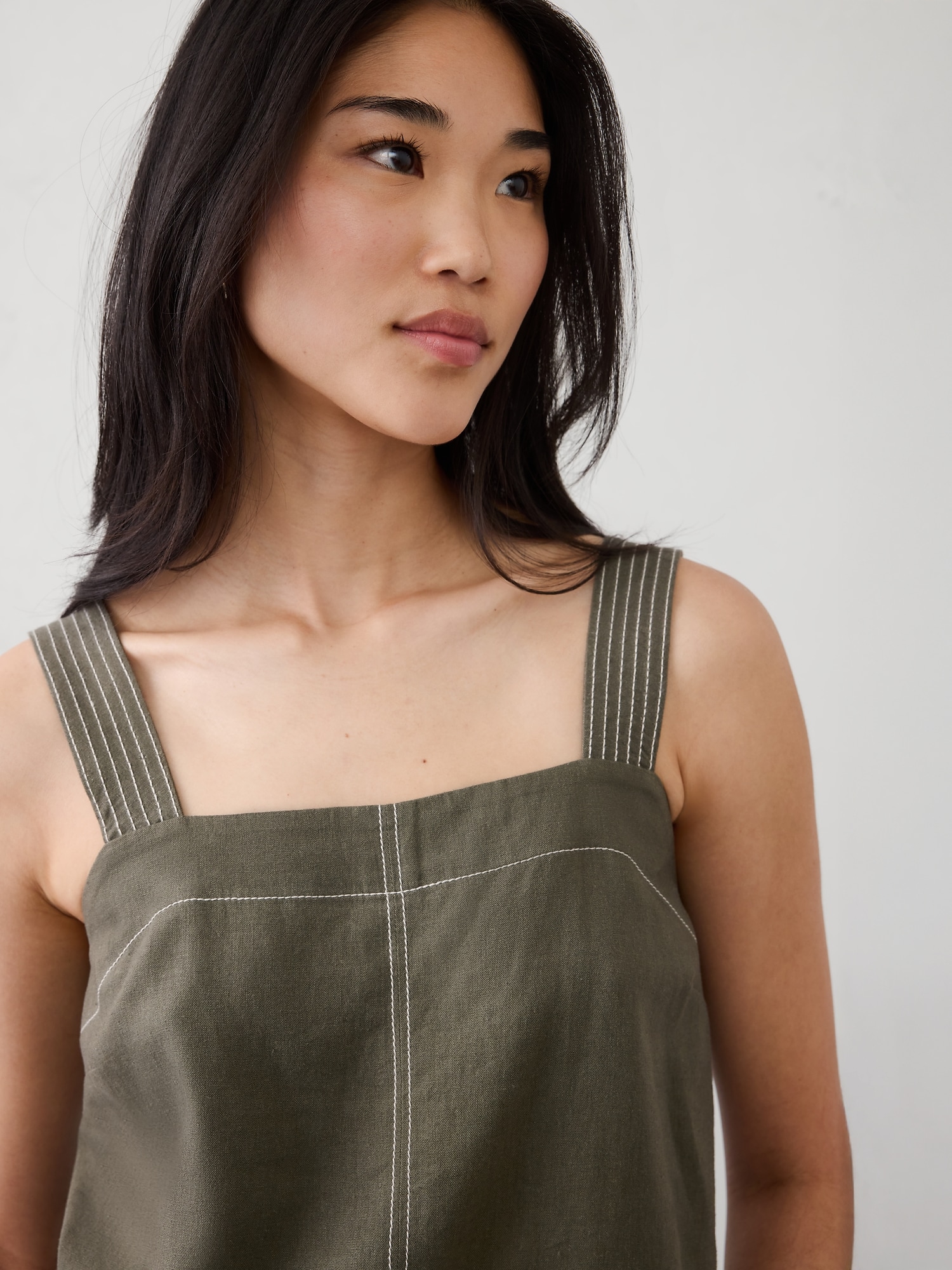 Image number 3 showing, Linen-Blend Trapunto Tank