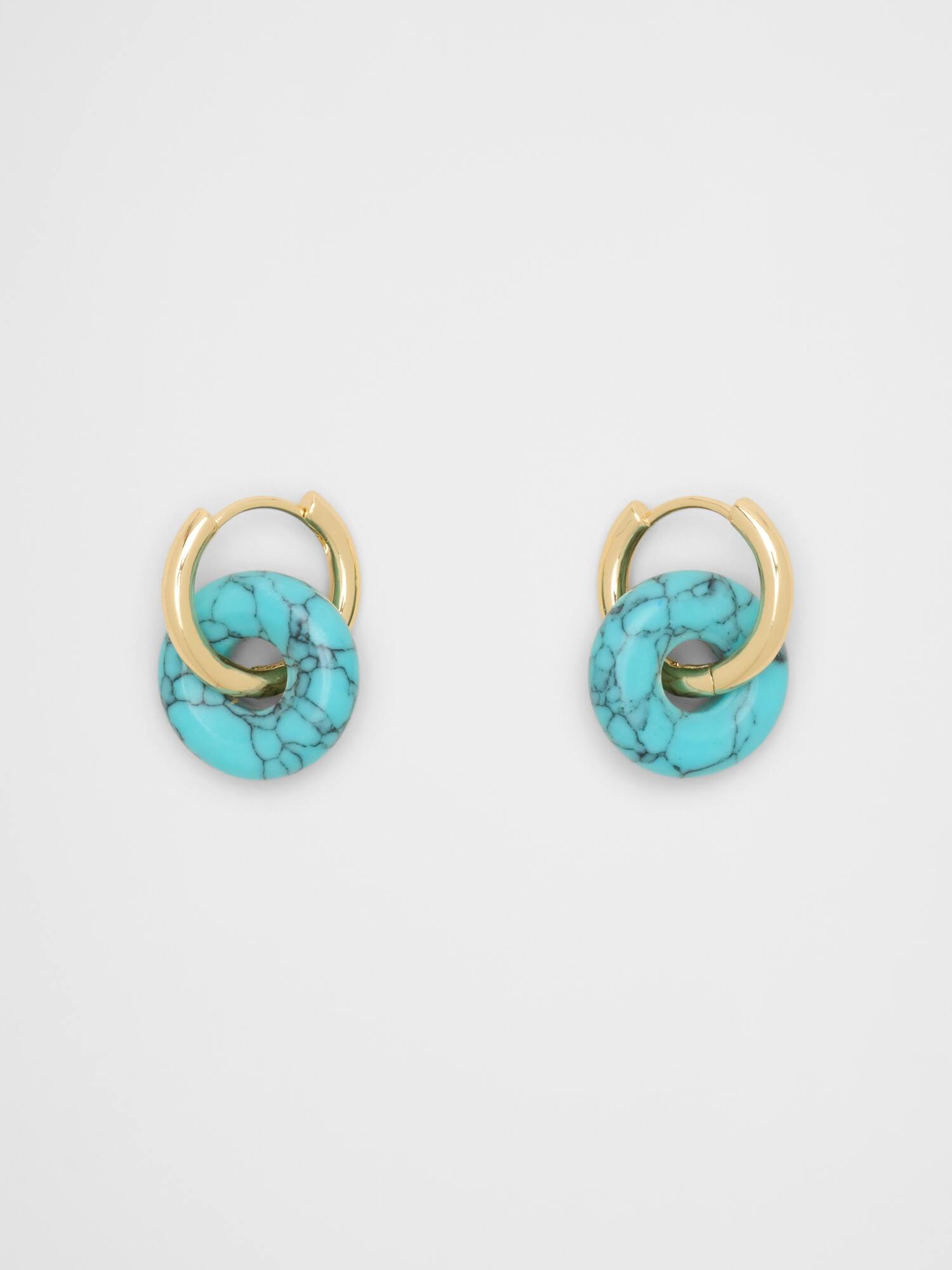 Image number 1 showing, Stone Donut Hoop Earrings