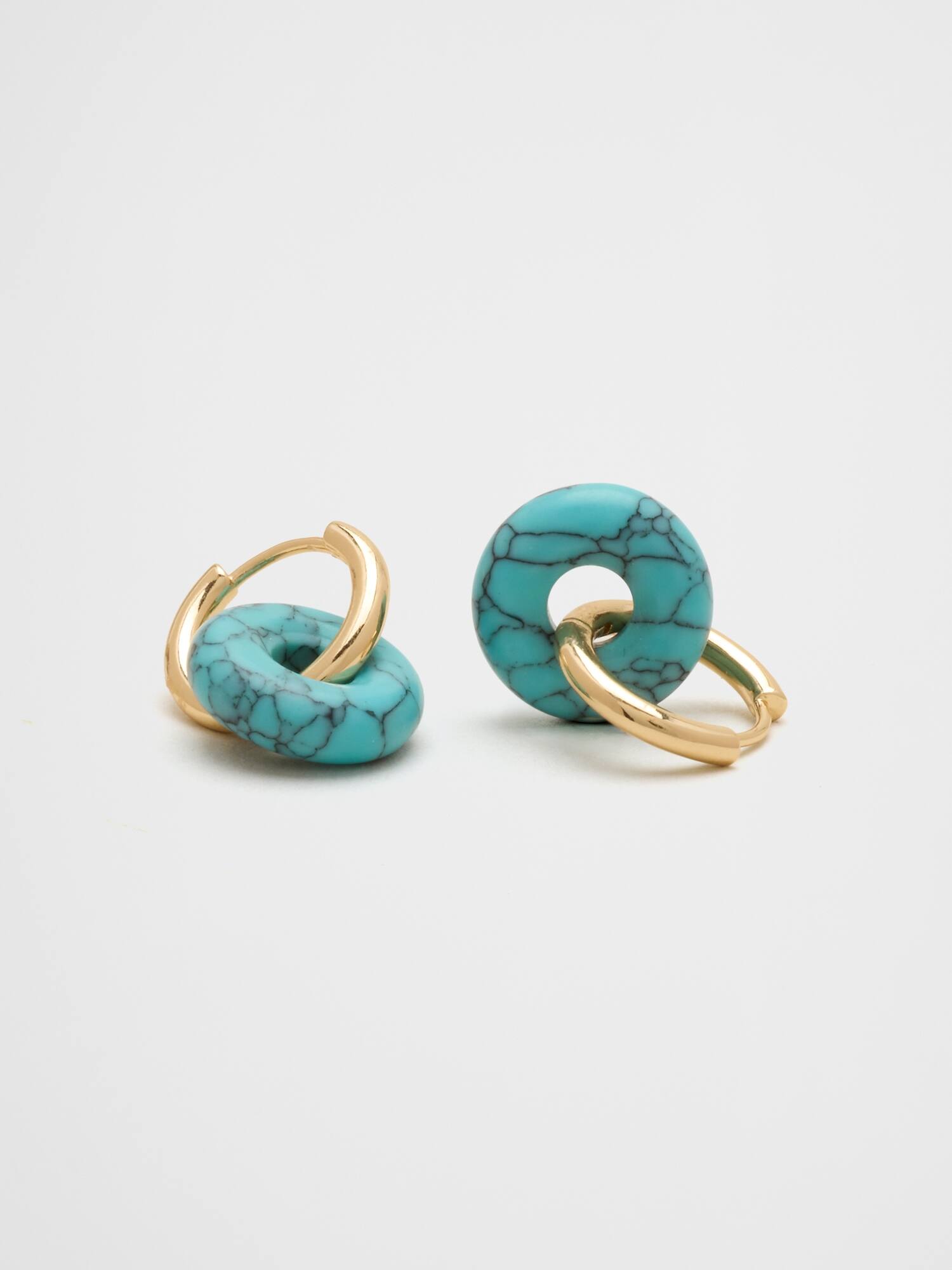 Image number 2 showing, Stone Donut Hoop Earrings