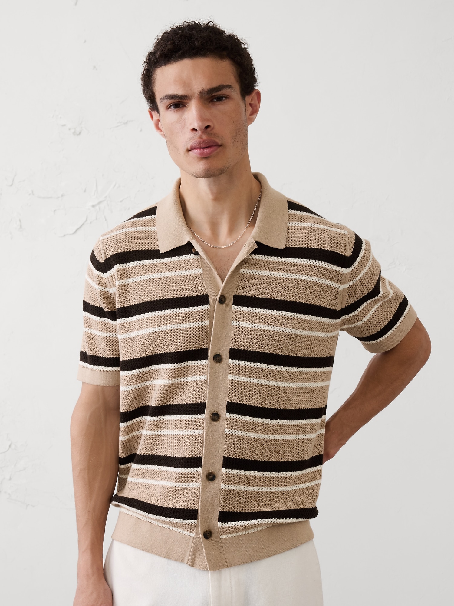 Image number 1 showing, Mesh Sweater Polo