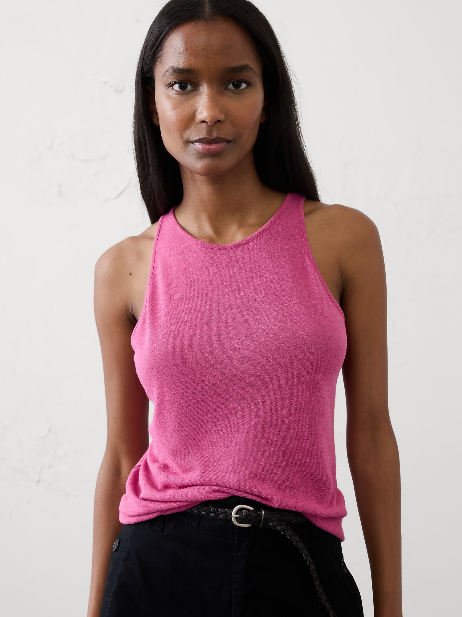 Image number 1 showing, Linen-Blend Racer Back Tank