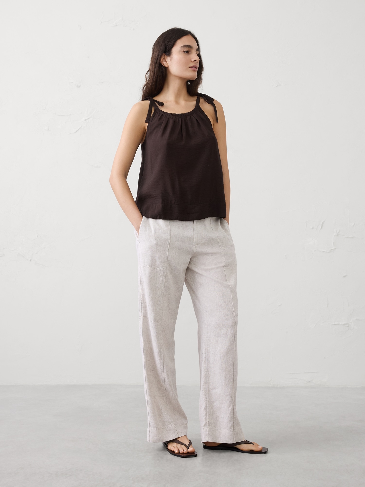 Image number 1 showing, Silky Tie-Shoulder Tank