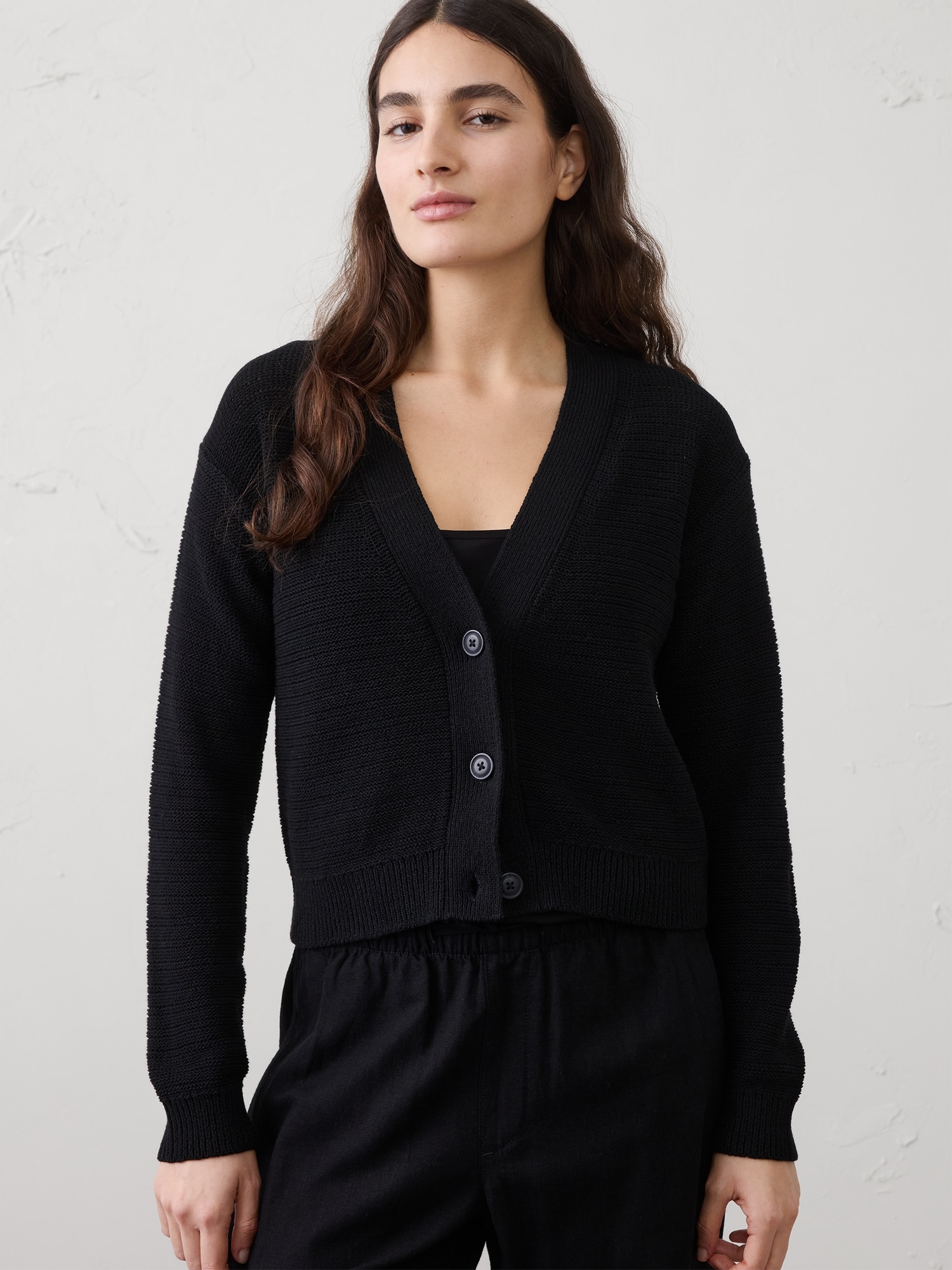 Image number 1 showing, Cotton Tape Cardigan Sweater