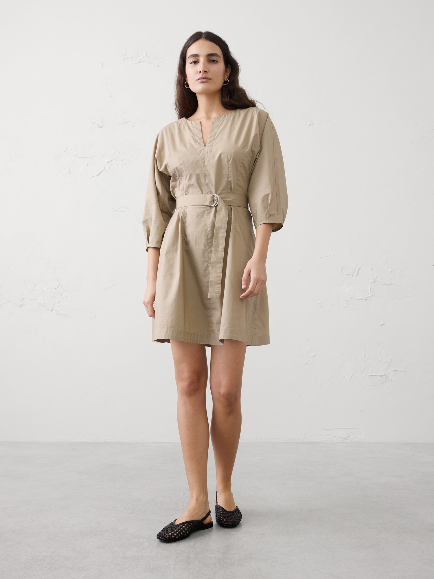 Image number 1 showing, Split-Crewneck Above-Knee Dress